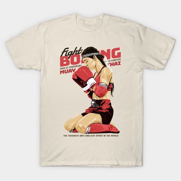 Classic Muay Thai Boxing Girl Fight T-Shirt by KewaleeTee